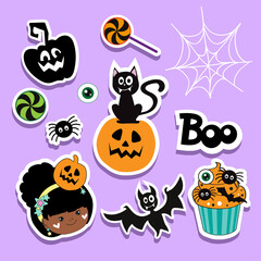 Vector Halloween collection. Fashion patch badges