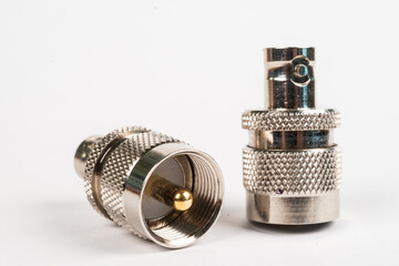 High frequency connectors component with a shiny copper nickel plating covering