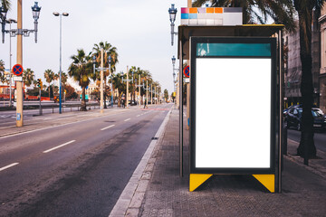 Empty poster at bus stop