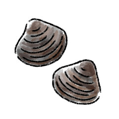 しじみ　シジミ　水彩　手描き　素材
