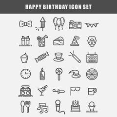 happy birthday icon set