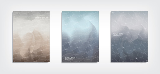Minimal template design. Abstract geometric halftone gradients background. Vector.
