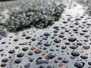 water drops on a metal background