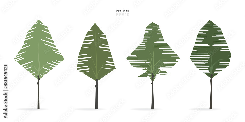 Poster abstract tree on white background for landscape design and architectural decoration. vector.