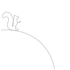 Squirrel animal silhouette drawing. Vector illustration