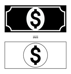 Dollar banknote on white background. Vector.