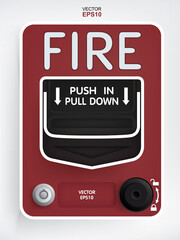 Fire alarm switch on white background. Vector.