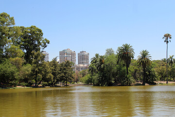 Lake in Bosques de Palermo Park, Buenos Aires, Argentina.