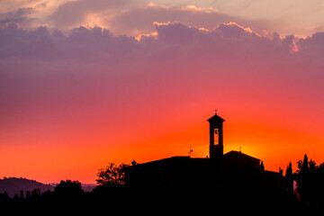Bell tower at sunset