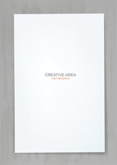 White paper sheet background on grunge concrete texture. Vector.