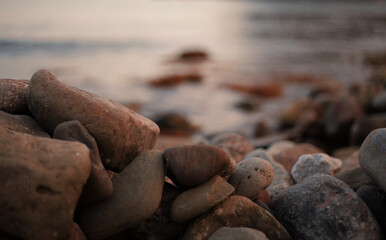 sea stones on the background of the sea