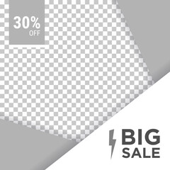 Promotional web banner for social media. White Elegant sale and discount promo  Vector template