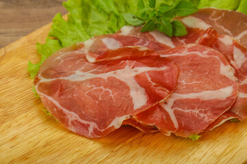 Smoked pork neck slices snack