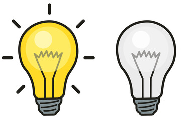 Glühbirne ein und ausgeschalten Grafik Set