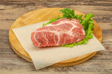 Raw pork meat neck steack