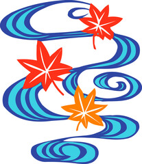 もみじと水紋