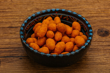 Spicy peanut heap in the bowl