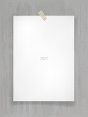 White paper stick on gray concrete background with soft shadow. Vector.