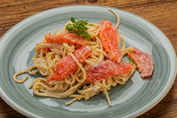 Pasta with salmon  and cream cheese