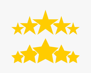 Stars. 5 Stars product quality rating. Gold Star vector icons. Five stars customer feedback concept. Star. Vector illustration