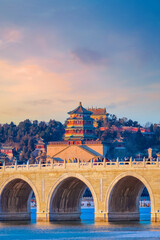 Seventeen-Arch Bridge at Summer Palace in Beijing, China