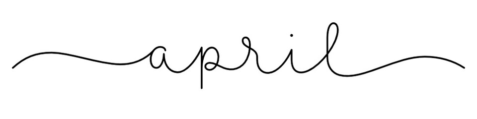 APRIL black vector monoline calligraphy banner with swashes