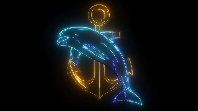 Anchor and dolphin icon video graphics