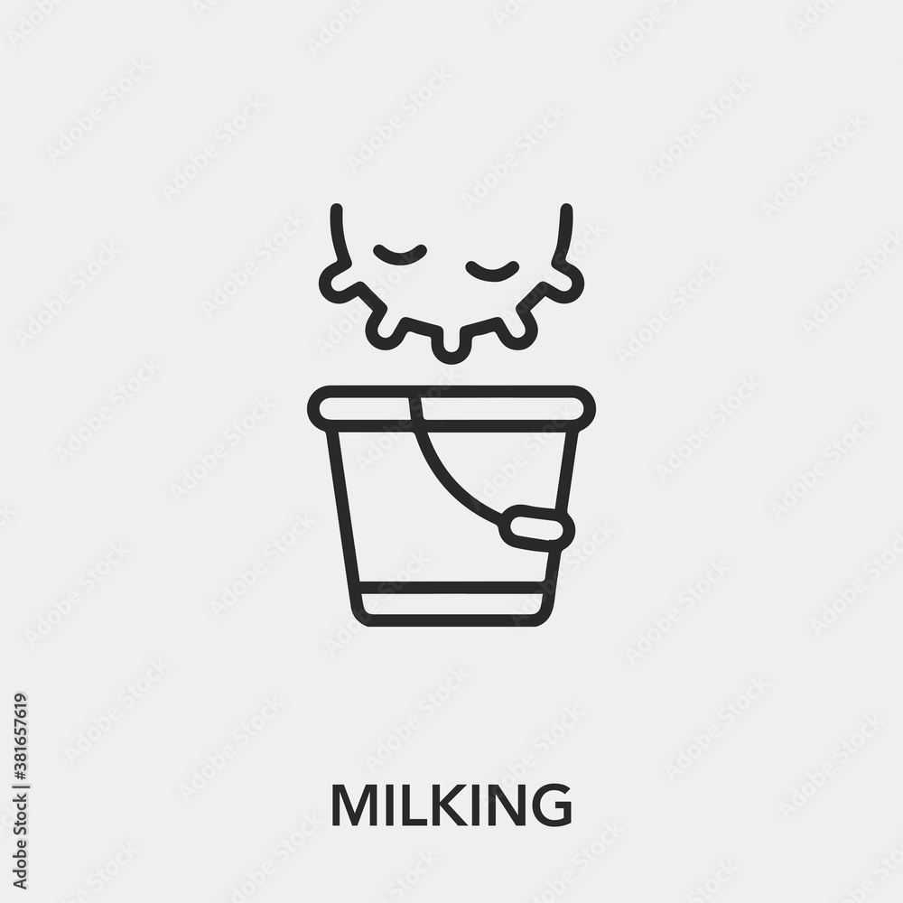 Poster milking icon vector. linear style sign for mobile concept and web design. milking symbol illustratio