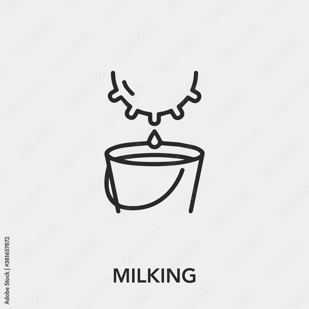 Poster milking icon vector. linear style sign for mobile concept and web design. milking symbol illustratio