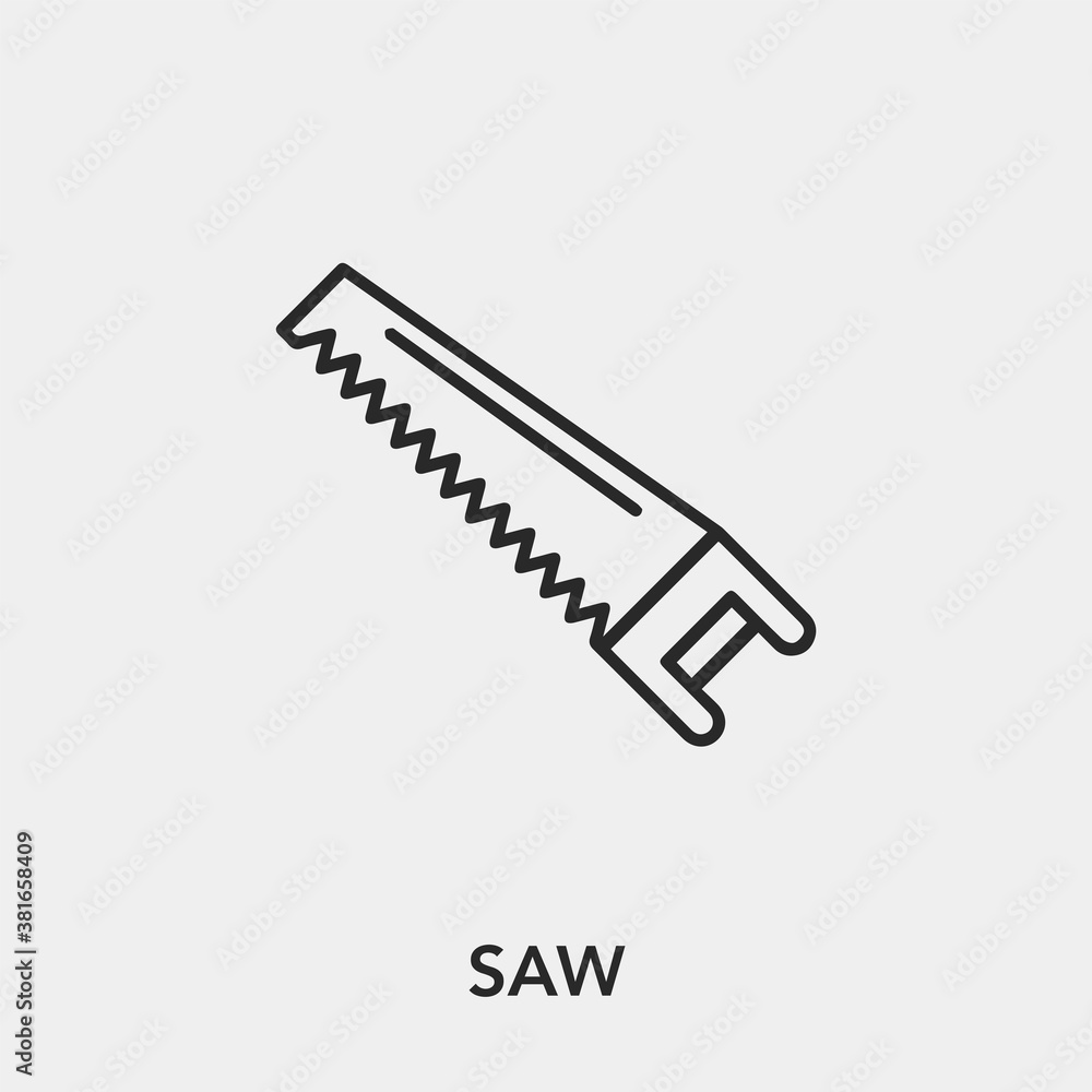 Poster saw icon vector. linear style sign for mobile concept and web design. saw symbol illustration. pixel