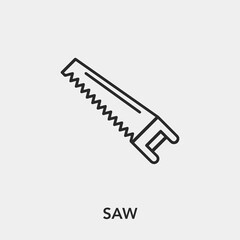 saw icon vector. Linear style sign for mobile concept and web design. saw symbol illustration. Pixel vector graphics - Vector.	