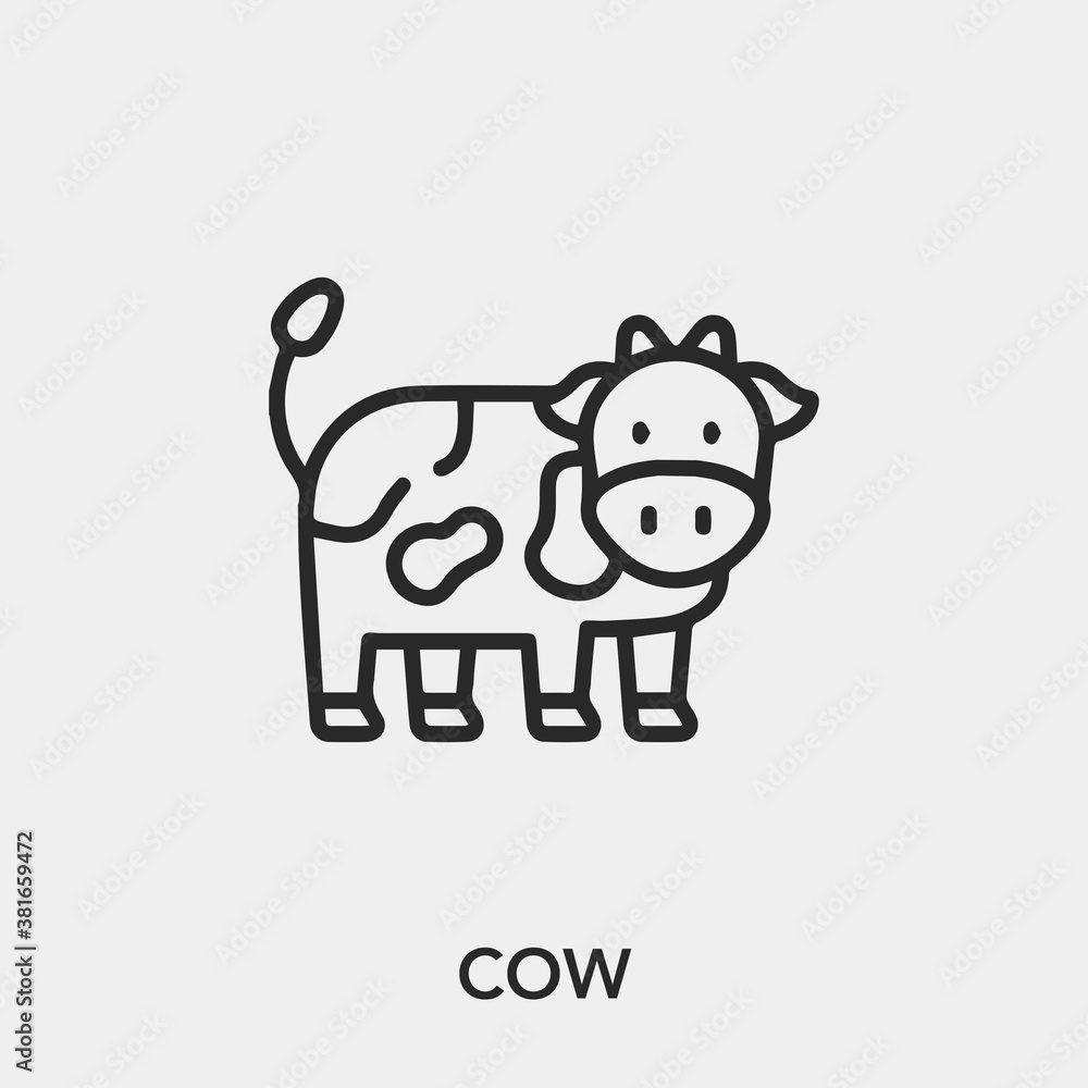 Poster cow icon vector. linear style sign for mobile concept and web design. cow symbol illustration. pixel