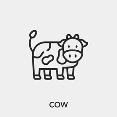 cow icon vector. Linear style sign for mobile concept and web design. cow symbol illustration. Pixel vector graphics - Vector.	