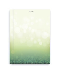 Sample magazine cover template and abstract grass field on book cover. Vector.