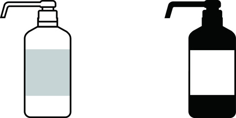 白と黒のプッシュ式消毒液ボトル