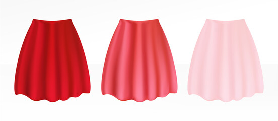 Set of the red and pink skirts isolated.
