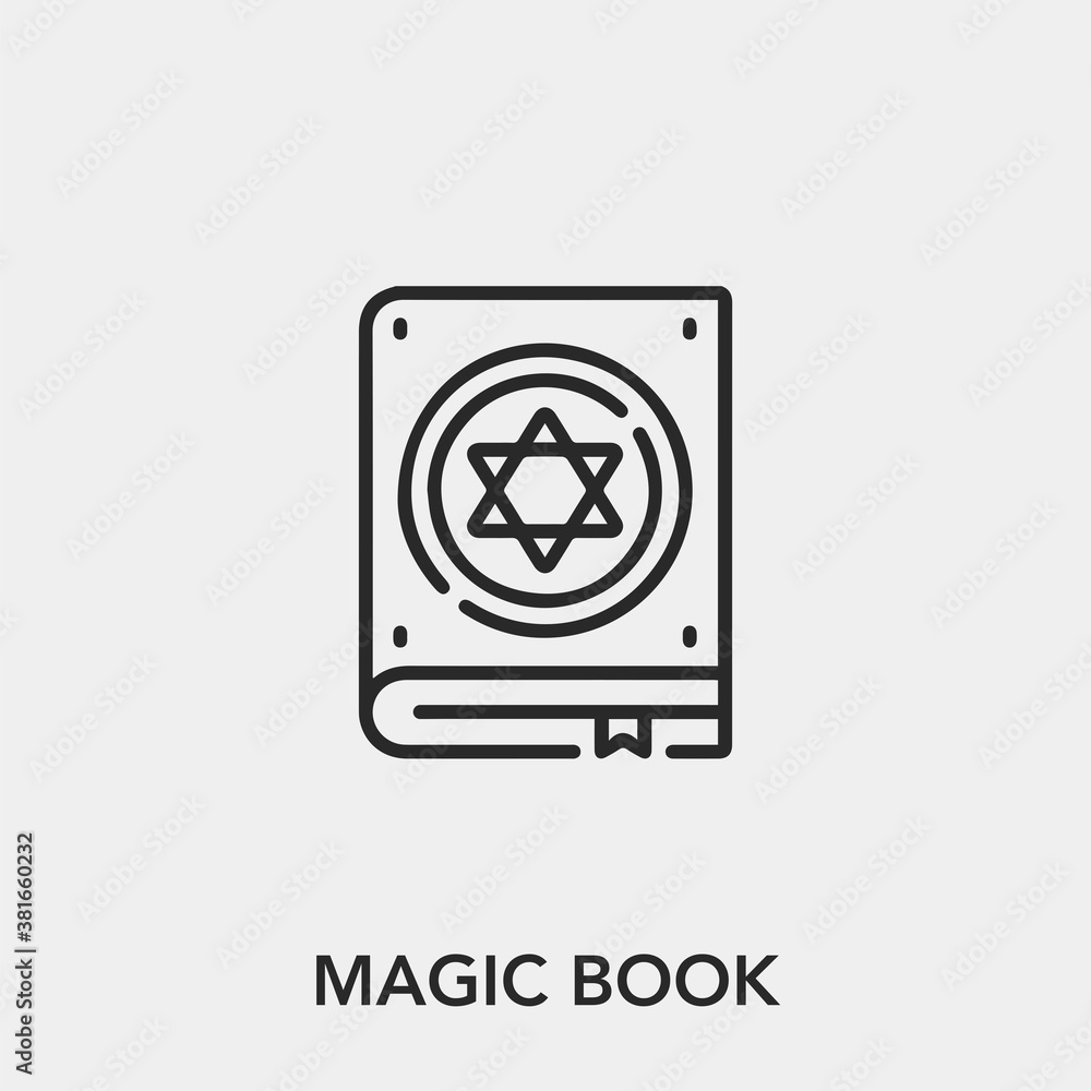 Poster magic book icon vector. Linear style sign for mobile concept and web design. magic book symbol illustration. Pixel vector graphics - Vector.	