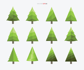 Obraz premium Collection of Christmas tree. Abstract tree sign and symbol. Vector.