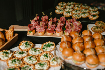 festive table with lots of food