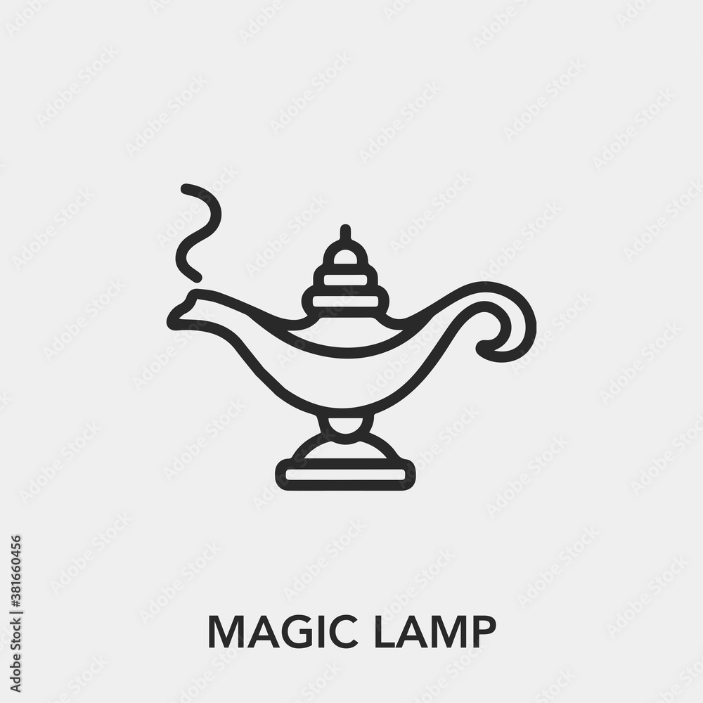 Poster magic lamp icon vector. linear style sign for mobile concept and web design. magic lamp symbol illus