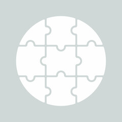 Nine blank puzzle pieces. Puzzle for web, information or presentation design, infographics. White puzzle on gray background. Vector illustration