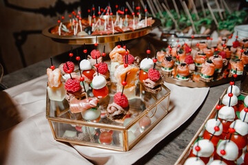 festive table with lots of food