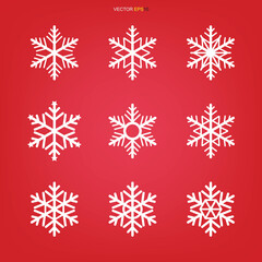 Naklejka na ściany i meble Snowflake icon set. Snowflake sign and symbol for Christmas template. Abstract star. Vector.