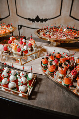 festive table with lots of food