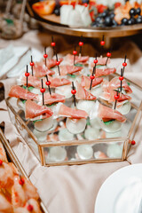 festive table with lots of food