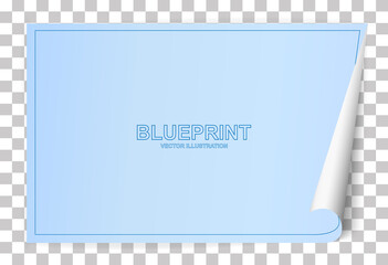 Blueprint paper background for architectural drawing and soft shadow on transparent background. Vector illustration.