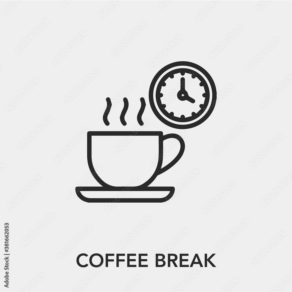 Poster coffee break icon vector. linear style sign for mobile concept and web design. coffee break symbol i