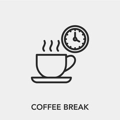 coffee break icon vector. Linear style sign for mobile concept and web design. coffee break symbol illustration. Pixel vector graphics - Vector.	