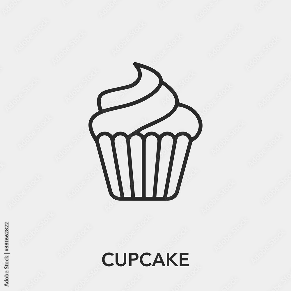 Poster cupcake icon vector. linear style sign for mobile concept and web design. cupcake symbol illustratio