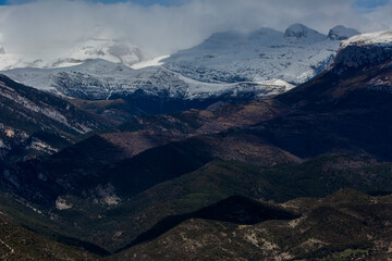 Fototapeta premium Winter in Ordesa and Monte Perdido National Park, Pyrenees, Spain